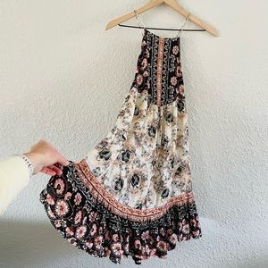 Free People Floral Mini Dress - Black, Pink, Cream